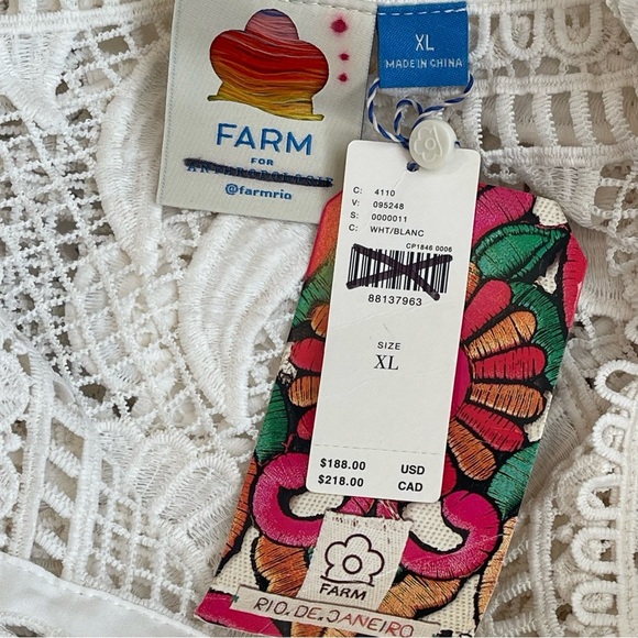 Farm Rio Short-Sleeve Guipure Lace Button down Top Size XL - Picture 5 of 10